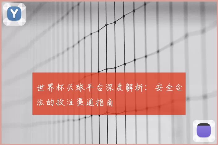世界杯买球平台深度解析：安全合法的投注渠道指南